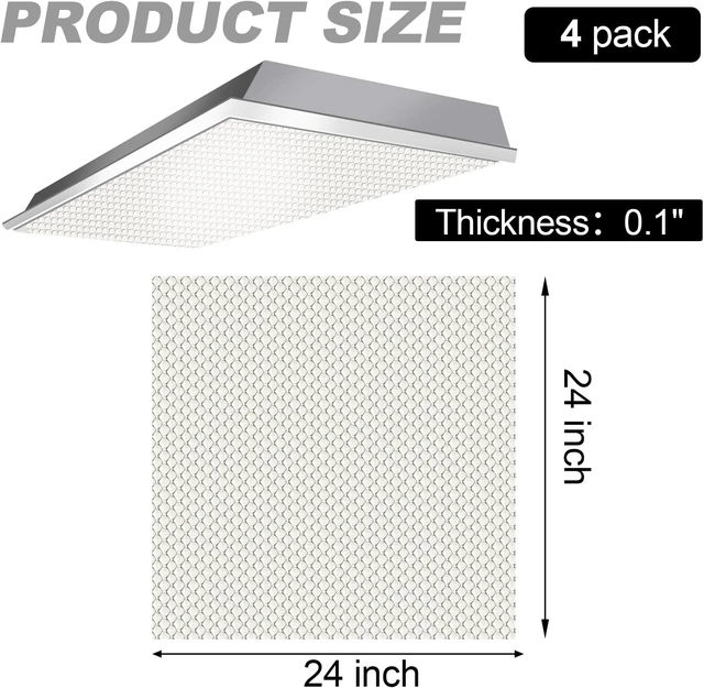 Alt view image 2 of 7 - Frienda 4 Pcs Acrylic Fluorescent Light Cover for Ceiling, 24x24x0.1