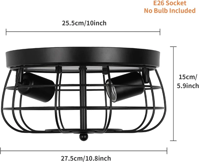 Alt view image 2 of 7 - foucasal Black Farmhouse Metal Cage Ceiling Light 10"