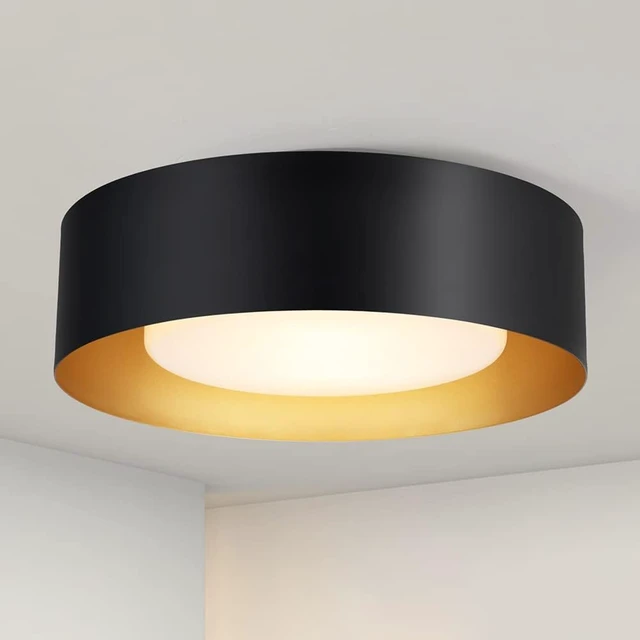 Main image of Yiisem Glass Black and Gold Flush Mount Ceiling Lights, 12.5 in