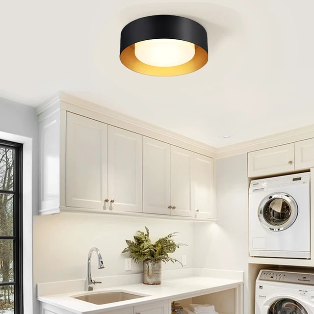 Alt view image 2 of 7 - Yiisem Glass Black and Gold Flush Mount Ceiling Lights, 12.5 in