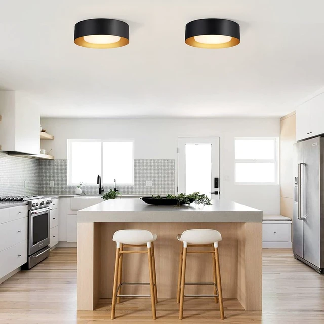Alt view image 3 of 7 - Yiisem Glass Black and Gold Flush Mount Ceiling Lights, 12.5 in
