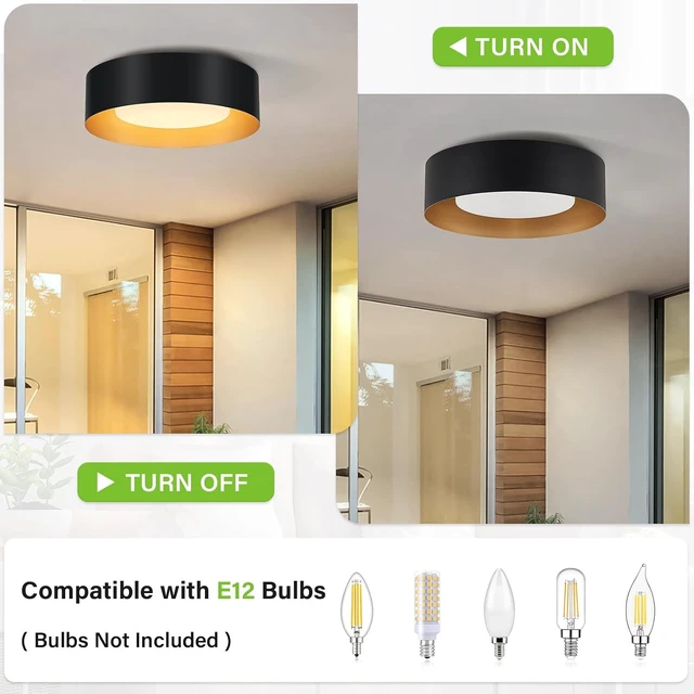 Alt view image 7 of 7 - Yiisem Glass Black and Gold Flush Mount Ceiling Lights, 12.5 in