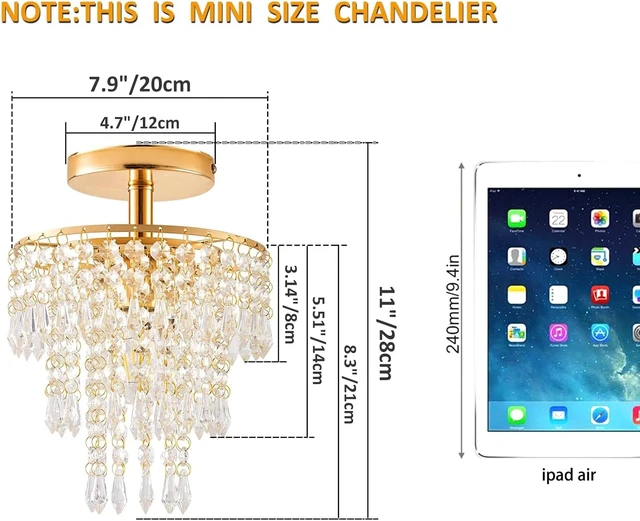 Alt view image 2 of 7 - Modern Mini Crystal Chandelier, 3Tier Raindrop Design Small Light Fixture.