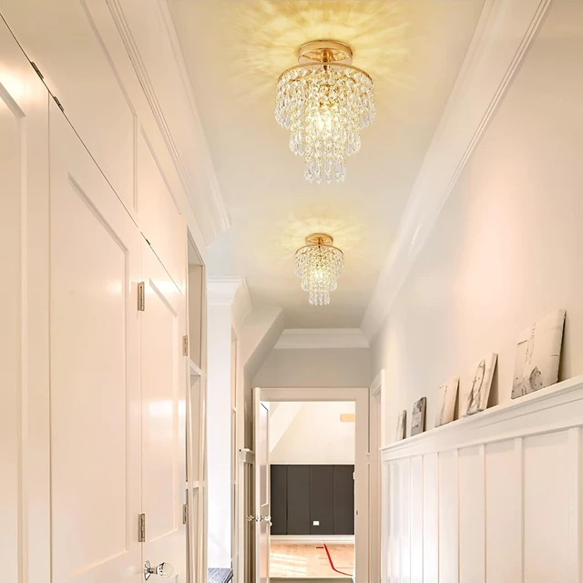 Alt view image 6 of 7 - Modern Mini Crystal Chandelier, 3Tier Raindrop Design Small Light Fixture.
