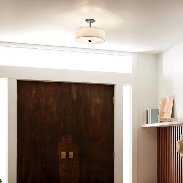 Alt view image 4 of 6 - Kichler Shailene 18.25" 3-Light Semi-Flush Mount Light, Black