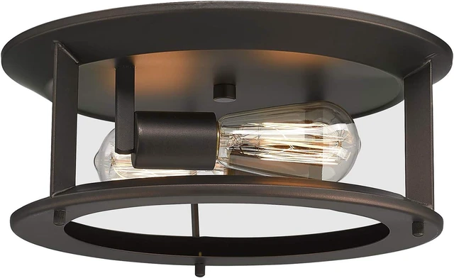 Main image of Emliviar Industrial Ceiling Light, Vintage 2-Light Flush Mount Ceiling Light Fixture, Oil Rubbed Bronze Finish, YE19108-F2 ORB