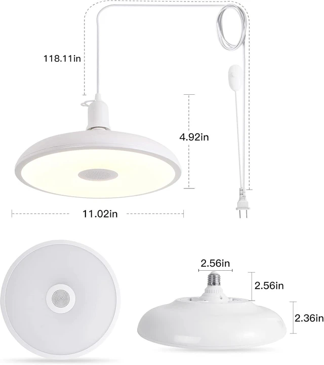 Alt view image 6 of 7 - Plug in Pendant Light Hanging Light Fixture with Bluetooth Speaker