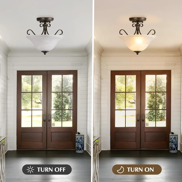 Alt view image 4 of 7 - Upgrade 12" Semi Flush Mount Ceiling Light, Brass Ceiling Light Fixture
