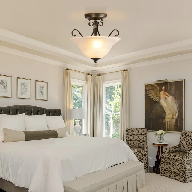 Alt view image 7 of 7 - Upgrade 12" Semi Flush Mount Ceiling Light, Brass Ceiling Light Fixture
