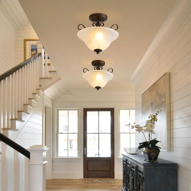 Alt view image 6 of 7 - Upgrade 12" Semi Flush Mount Ceiling Light, Brass Ceiling Light Fixture