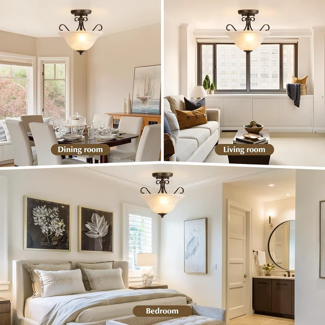 Alt view image 5 of 7 - Upgrade 12" Semi Flush Mount Ceiling Light, Brass Ceiling Light Fixture