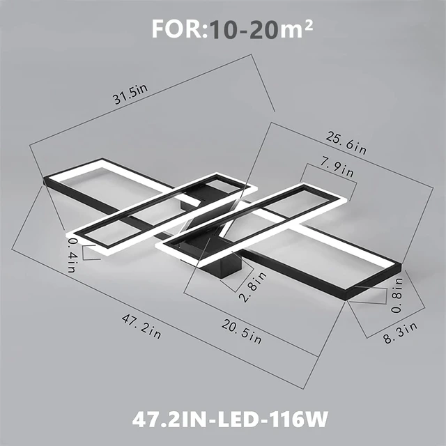Alt view image 4 of 6 - SMG Modern Led Ceiling Light Living Room, 47" Kitchen Light Fixtures