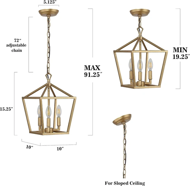 Alt view image 4 of 6 - JONATHAN Y Ojai Pagoda Pendant Lantern 10", Brass Gold