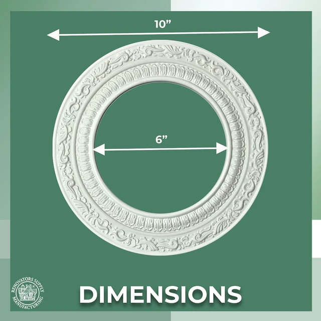 Alt view image 2 of 6 - Renovators Supply 10'' OD 6'' ID White Recessed Light Trim Medallion