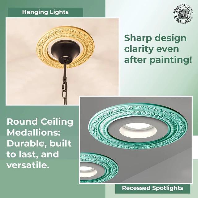 Alt view image 3 of 6 - Renovators Supply 10'' OD 6'' ID White Recessed Light Trim Medallion