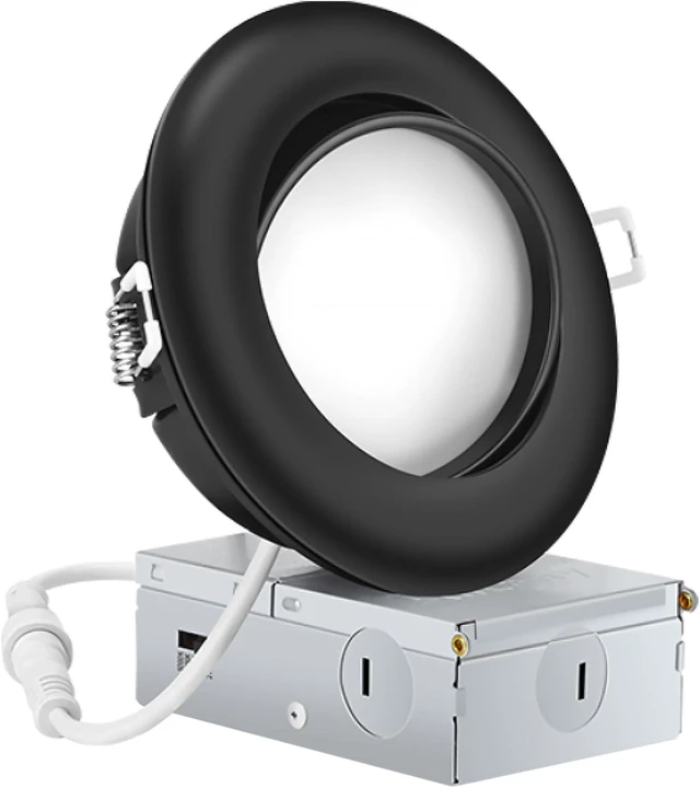 Main image of KnLnny Black Gimbal recessed Lights 4 Inch 1 Pack, 5 Color Selectable,9W