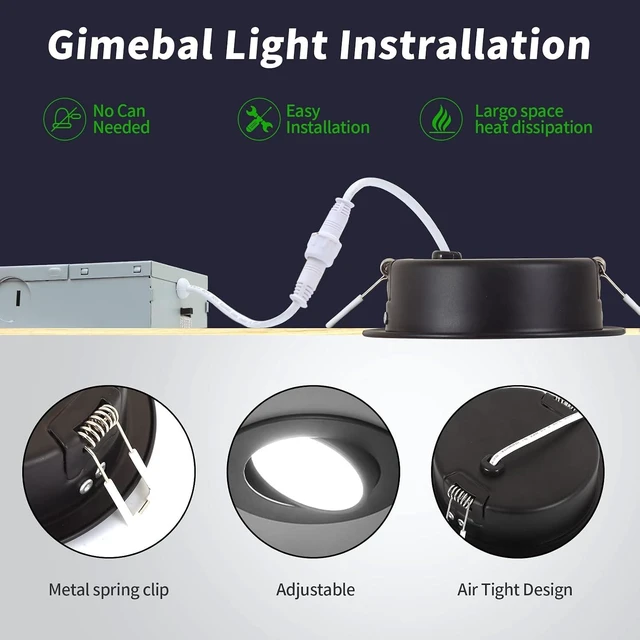 Alt view image 5 of 6 - KnLnny Black Gimbal recessed Lights 4 Inch 1 Pack, 5 Color Selectable,9W
