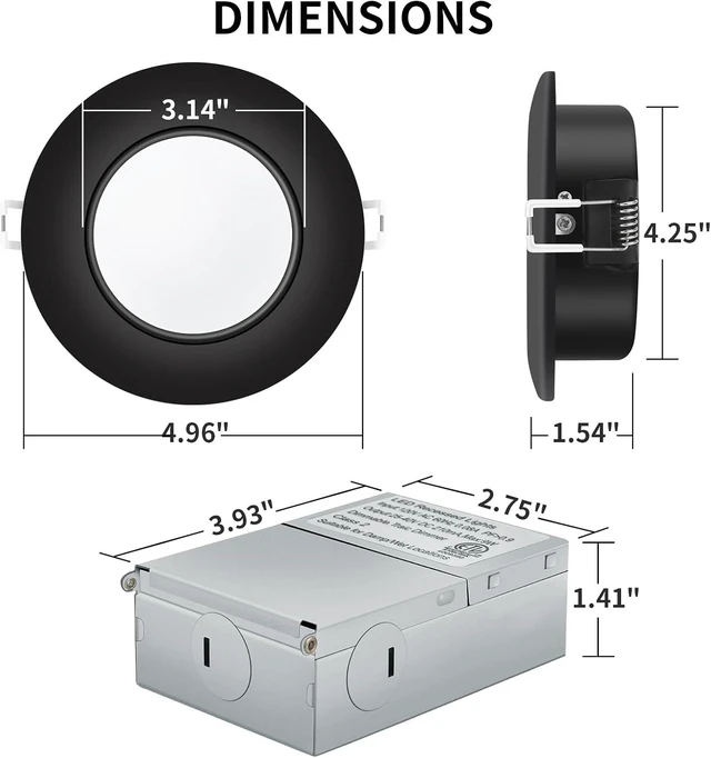 Alt view image 3 of 6 - KnLnny Black Gimbal recessed Lights 4 Inch 1 Pack, 5 Color Selectable,9W