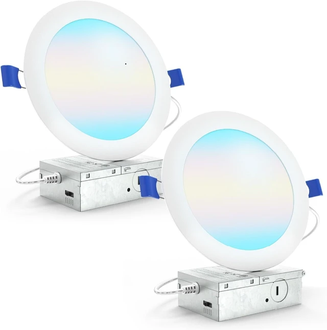 Main image of Sunco 2 Pack 6 Inch Canless LED Ultra-Slim Recessed Light, 5CCT, 14W=100W