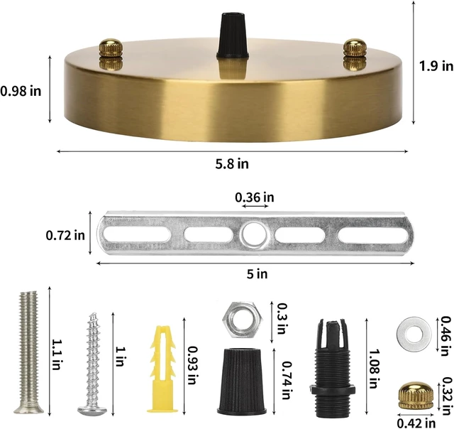 Alt view image 2 of 6 - Sangle Sopffy Pendant Light Canopy Kit, 5 1/8 Inches Ceiling Lighting Canopy Kit with All Mounting Hardware Modern Chandelier Ceiling Plate Cover for Pendant Lighting Fixtures (Brass-2PC, 5.8inch)