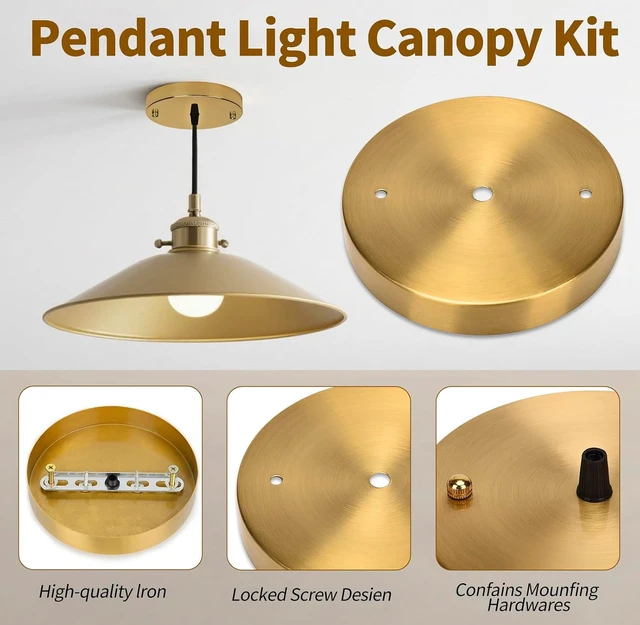 Alt view image 4 of 6 - Sangle Sopffy Pendant Light Canopy Kit, 5 1/8 Inches Ceiling Lighting Canopy Kit with All Mounting Hardware Modern Chandelier Ceiling Plate Cover for Pendant Lighting Fixtures (Brass-2PC, 5.8inch)