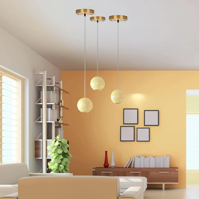 Alt view image 5 of 6 - Sangle Sopffy Pendant Light Canopy Kit, 5 1/8 Inches Ceiling Lighting Canopy Kit with All Mounting Hardware Modern Chandelier Ceiling Plate Cover for Pendant Lighting Fixtures (Brass-2PC, 5.8inch)