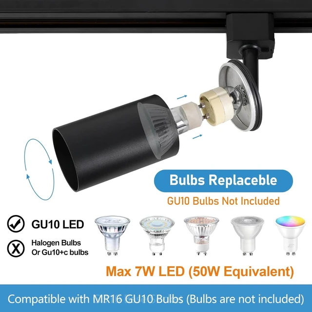 Alt view image 3 of 7 - 4-Light LED Track Lighting Kit with 3.3FT H Track Lighting Rails & Floating Canopy Connector, GU10 Track Light Kit, Modern Kitchen Track Lighting Fixtures Ceiling Spot Light, Black (No Bulbs)