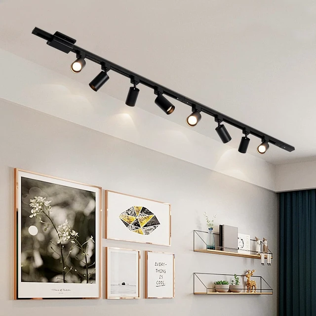 Alt view image 7 of 7 - 4-Light LED Track Lighting Kit with 3.3FT H Track Lighting Rails & Floating Canopy Connector, GU10 Track Light Kit, Modern Kitchen Track Lighting Fixtures Ceiling Spot Light, Black (No Bulbs)