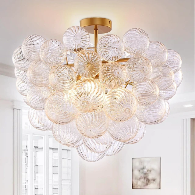 Main image of Bubble Semi Flush Ceiling Light Chandelier Gold and Clear, 24" Dia