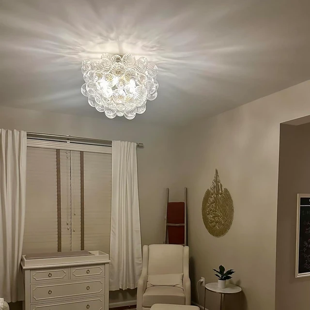 Alt view image 7 of 7 - Bubble Semi Flush Ceiling Light Chandelier Gold and Clear, 24" Dia