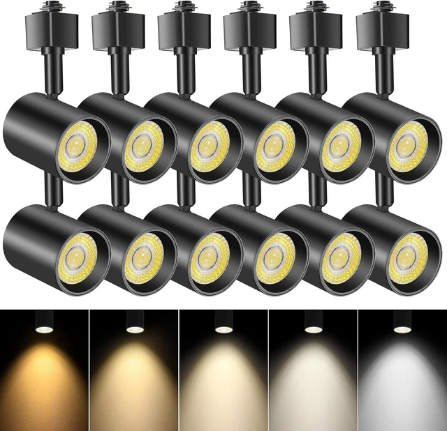 Main image of VANoopee 12 Pack 5-Color LED Track Lighting Heads H Type Track Light Heads Dimmable, 2000K 3000K 4000K 5000K 6000K Adjustable, Flicker Free CRI90+ 24° 10W 800lm, Black
