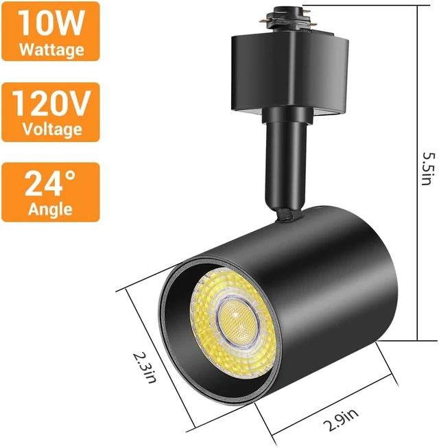 Alt view image 6 of 7 - VANoopee 12 Pack 5-Color LED Track Lighting Heads H Type Track Light Heads Dimmable, 2000K 3000K 4000K 5000K 6000K Adjustable, Flicker Free CRI90+ 24° 10W 800lm, Black