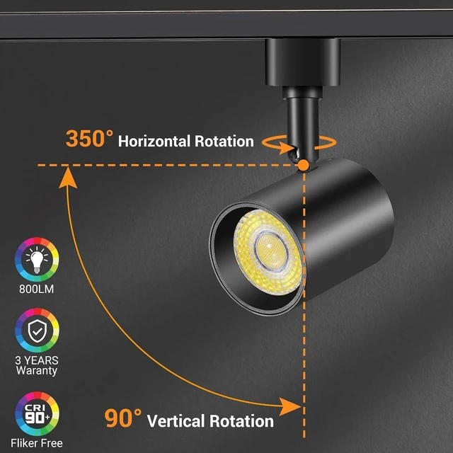 Alt view image 5 of 7 - VANoopee 12 Pack 5-Color LED Track Lighting Heads H Type Track Light Heads Dimmable, 2000K 3000K 4000K 5000K 6000K Adjustable, Flicker Free CRI90+ 24° 10W 800lm, Black