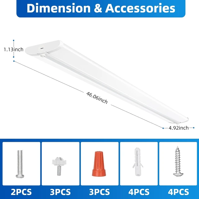 Alt view image 7 of 7 - 4FT 5'' W LED Wraparound Light, 40W 4400LM 5000K,110LM/W High Efficiency