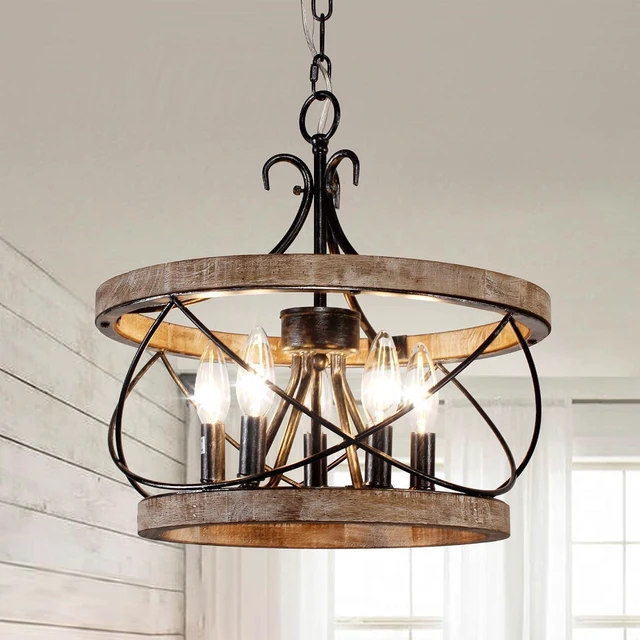 Main image of Dawn Whisper 15.7" Farmhouse Chandelier Light Fixture for Dining Room