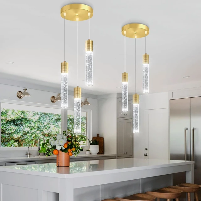 Alt view image 4 of 7 - 3-Lights Pendant Lights Modern LED Kitchen Island Light Bubble Pendant Light Pendant Lighting for Kitchen Island Dining Room Ceiling Hanging Lights Bedroom Mini Pendent Spot Lights