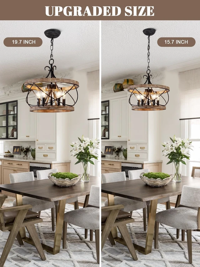 Alt view image 7 of 7 - Dawn Whisper 15.7" Farmhouse Chandelier Light Fixture for Dining Room