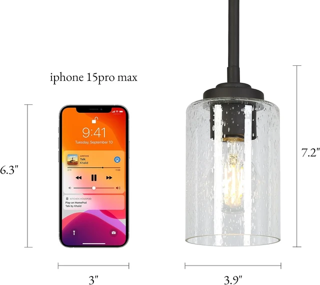 Alt view image 6 of 7 - KSANA Pendant Lights Kitchen Island, 3.9'' Mini Modern Oil Rubbed Bronze Pendant Hanging Lights Fixture with Seeded Glass Shade for Kitchen Sink, Foyer, Hallway, Bedroom Nooks and Powder Rooms