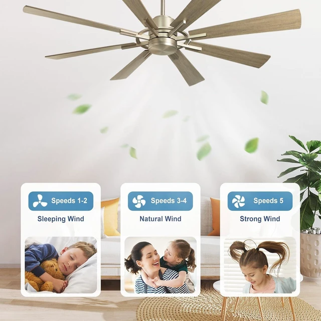 Alt view image 3 of 7 - Depuley Ceiling Fan Without Light: 72 Inch Big Indoor Outdoor Fan with Remote Control - Large Farmhouse Wood Ceiling Fan no Light 8 Blade Reversible Quiet DC Motor Memory Function Timer