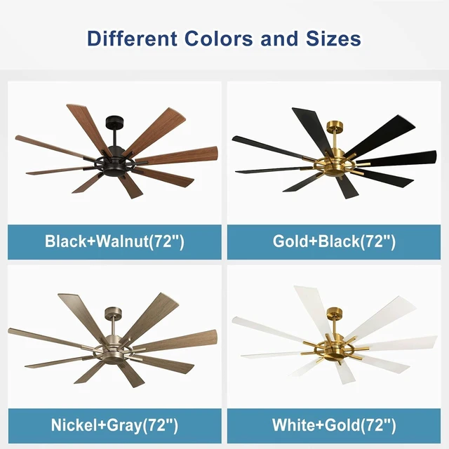 Alt view image 6 of 7 - Depuley Ceiling Fan Without Light: 72 Inch Big Indoor Outdoor Fan with Remote Control - Large Farmhouse Wood Ceiling Fan no Light 8 Blade Reversible Quiet DC Motor Memory Function Timer