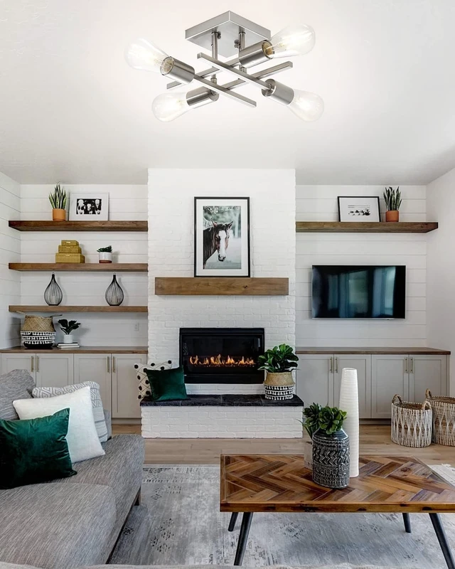 Alt view image 4 of 7 - 4-Light Semi Flush Mount Ceiling Light, Modern Brushed Nickel Close to Ceiling Light Fixtures, Easy Assembled, House Indoor Ceiling Lights for Bedroom Living Room Entryway