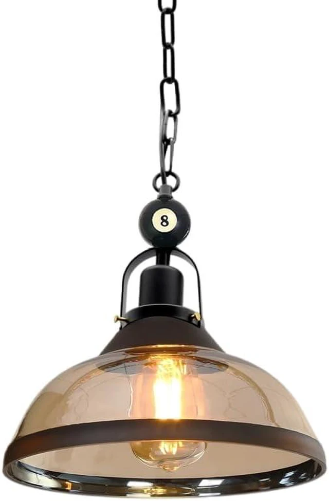 Main image of iMeshbean Pool Table Lighting Fixtures, Ceiling Lamp for Game Room Beer Party 7' - 8 ' Table,Black Metal Ball Design Billiard Pendant Lamp with 1 Glass Shades