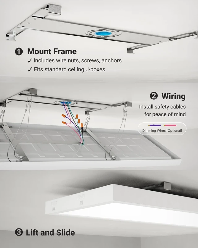 Alt view image 5 of 6 - Sunco Lighting 6 Pack 1x4 LED Flat Panel Light, Dual Selectable CCT 3500K/4000K/5000K & Selectable Wattage 30W/40W/46W, 5700LM, 0-10V Dimming Surface Mount, Matte White Drop Ceiling Fixture - ETL