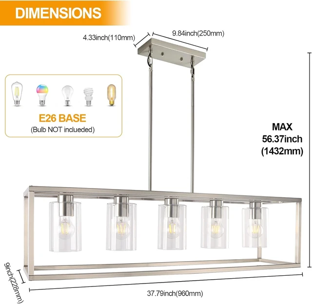 Alt view image 5 of 7 - Kalium 5 Light Chandeliers for Dining Room, Island Room Light Fixture
