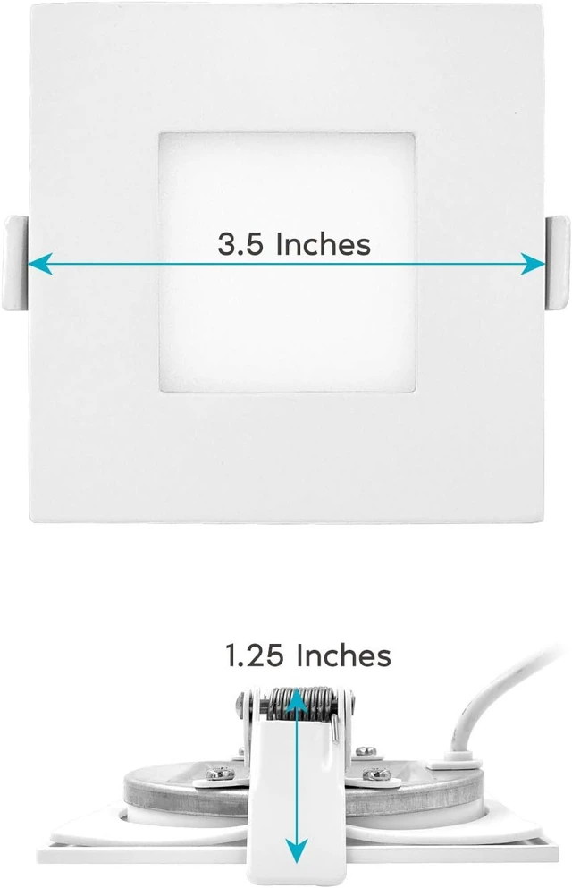 Alt view image 4 of 7 - LUXRITE 3 Inch Square Ultra Thin LED Recessed Light with J-Box, 8W (4 Pack)