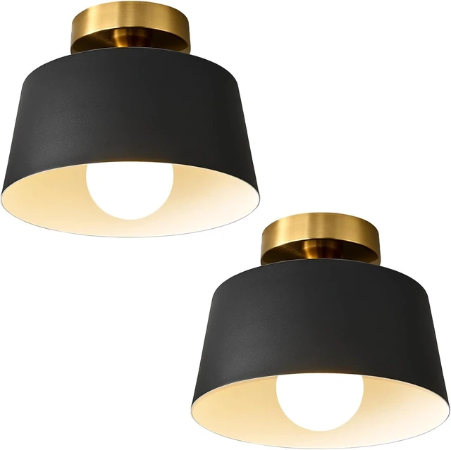 Main image of 2 Pack Black and Gold Modern Semi Flush Mount Ceiling Light Fxiture 10 in