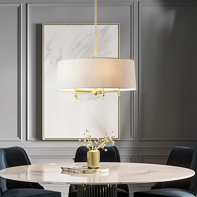 Alt view image 3 of 5 - Hampton Hill Presidio Chandelier for Dining Room, 5-Light Chandelier for Entryway with Adjustble Height, Sloped Ceiling Compatible, Modern Chandelier Light, 24" W, Gold/White