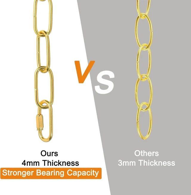Alt view image 3 of 7 - PATIKIL 15 Feet Lighting Chain for Hanging Lamp, Chandelier Chain Light Fixture Chain Load Capacity 65 lbs for Pendant Light, Ceiling Fan, Bright Gold