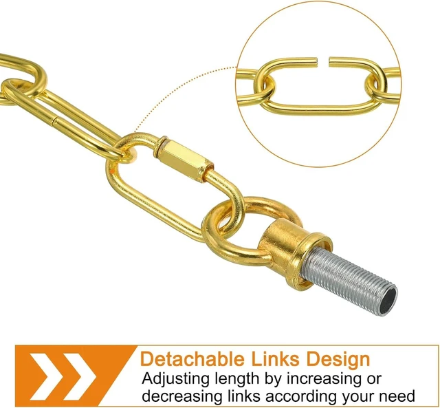 Alt view image 4 of 7 - PATIKIL 15 Feet Lighting Chain for Hanging Lamp, Chandelier Chain Light Fixture Chain Load Capacity 65 lbs for Pendant Light, Ceiling Fan, Bright Gold