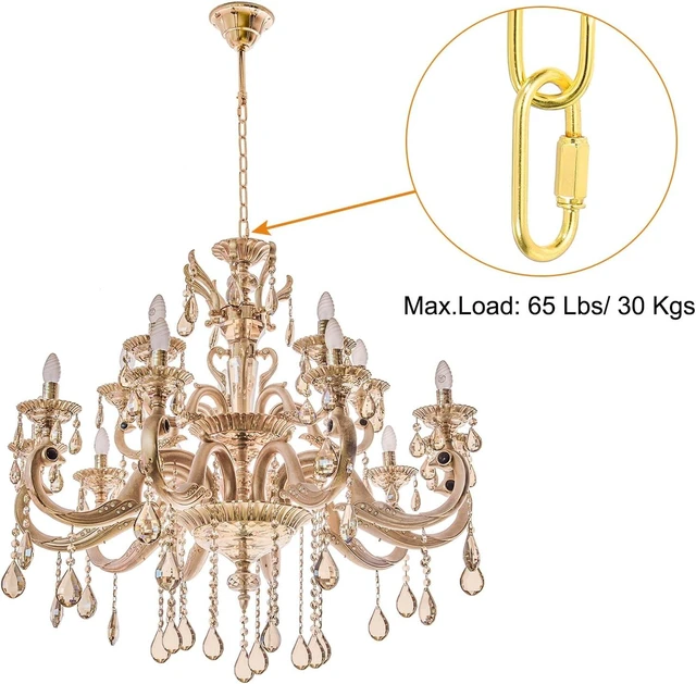 Alt view image 6 of 7 - PATIKIL 15 Feet Lighting Chain for Hanging Lamp, Chandelier Chain Light Fixture Chain Load Capacity 65 lbs for Pendant Light, Ceiling Fan, Bright Gold